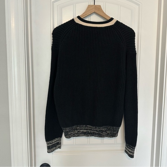 J. Crew Front Pocket Cotton Cardigan Sweater Black White Knit Size Medium - Picture 4 of 8